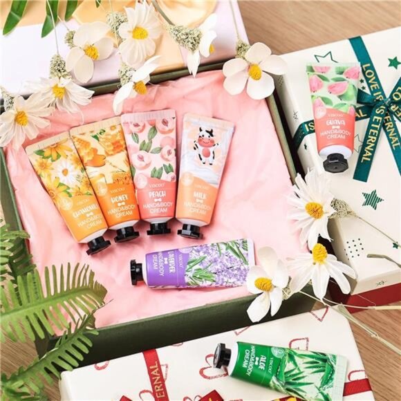 7 Pack Hand Cream Set Travel Size Floral Lotion for Dry Hands, Holiday Gifts - Picture 8 of 9